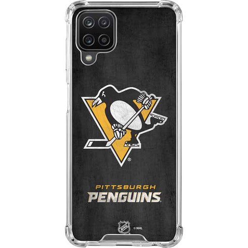 NHL Pittsburgh Penguins Distressed Galaxy A12 Clear Case