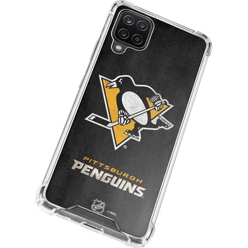 NHL Pittsburgh Penguins Distressed Galaxy A12 Clear Case