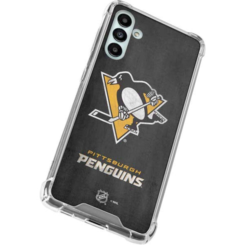 NHL Pittsburgh Penguins Distressed Galaxy A13 5G Clear Case