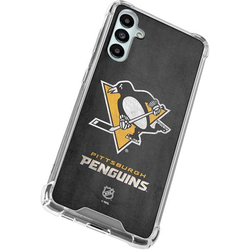 NHL Pittsburgh Penguins Distressed Galaxy A15 5G Clear Case