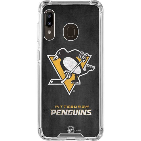 NHL Pittsburgh Penguins Distressed Galaxy A30 Clear Case
