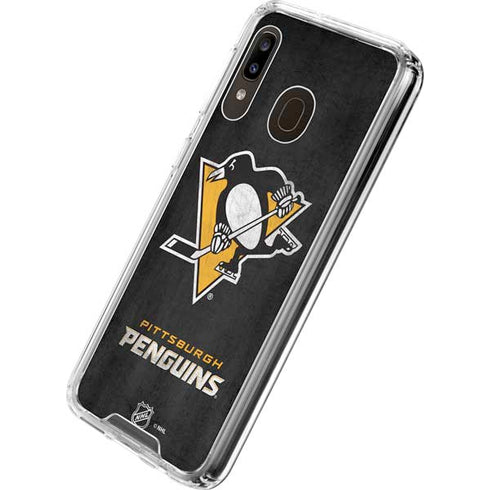 NHL Pittsburgh Penguins Distressed Galaxy A30 Clear Case