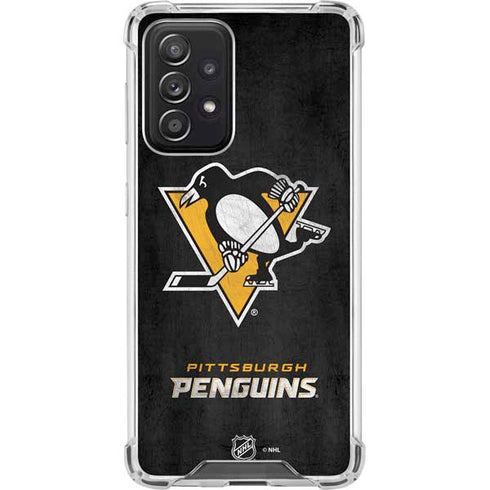 NHL Pittsburgh Penguins Distressed Galaxy A52 5G Clear Case