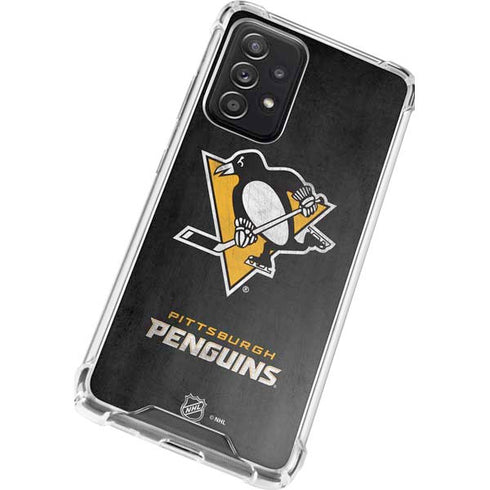 NHL Pittsburgh Penguins Distressed Galaxy A52 5G Clear Case