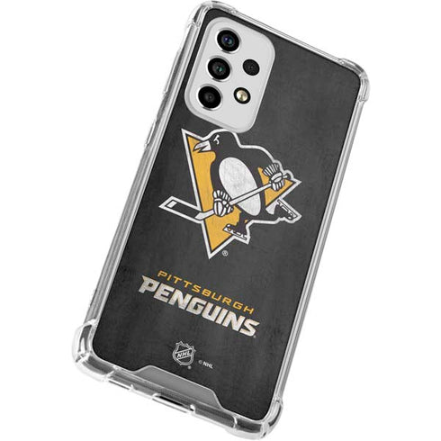 NHL Pittsburgh Penguins Distressed Galaxy A53 5G Clear Case