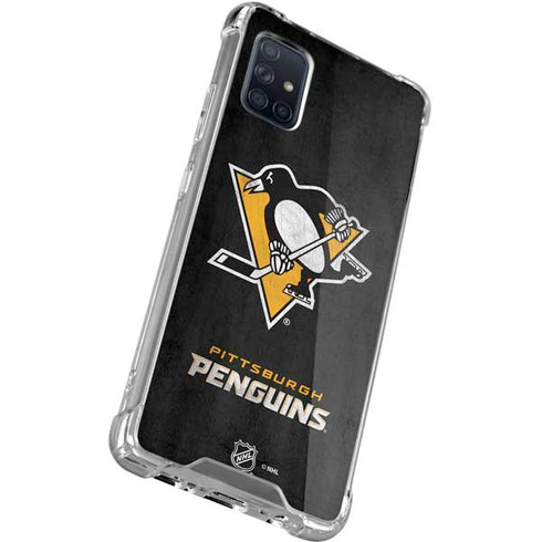 NHL Pittsburgh Penguins Distressed Galaxy A71 5G Clear Case