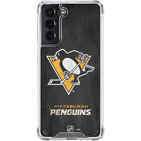 NHL Pittsburgh Penguins Distressed Galaxy S21 5G Clear Case