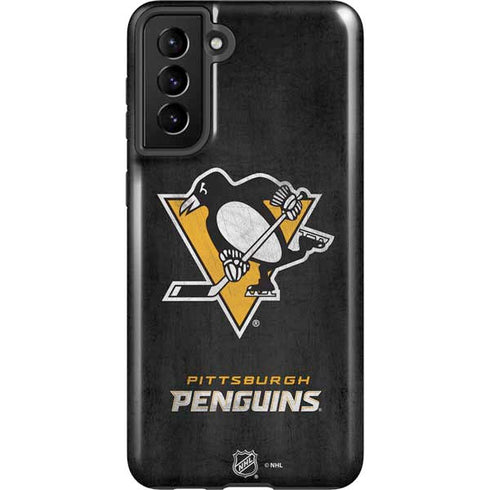 NHL Pittsburgh Penguins Distressed Galaxy S21 FE Pro Case