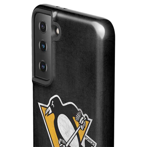 NHL Pittsburgh Penguins Distressed Galaxy S21 FE Pro Case