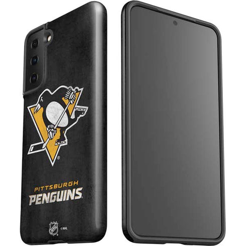 NHL Pittsburgh Penguins Distressed Galaxy S21 FE Pro Case