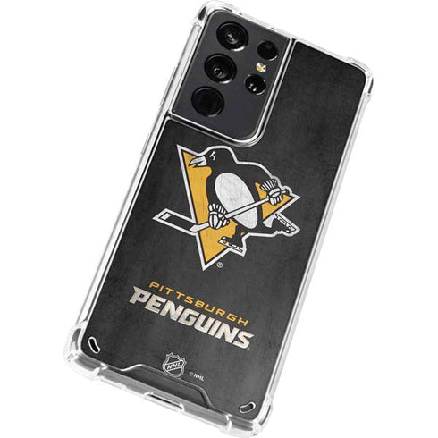NHL Pittsburgh Penguins Distressed Galaxy S21 Ultra 5G Clear Case