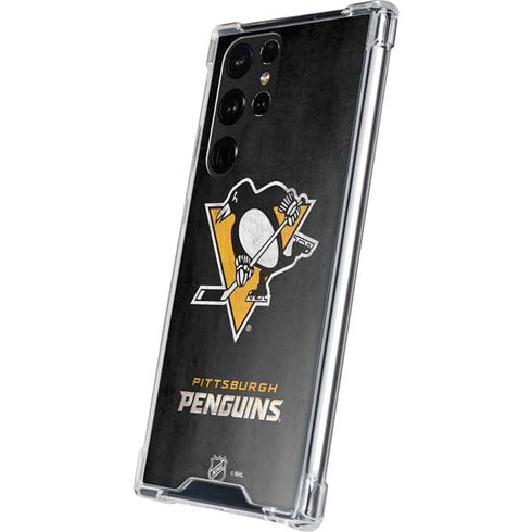 NHL Pittsburgh Penguins Distressed Galaxy S22 Ultra Clear Case