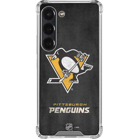 NHL Pittsburgh Penguins Distressed Galaxy S23 Clear Case