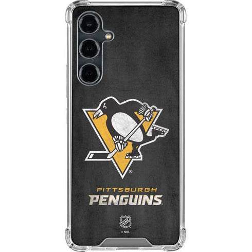 NHL Pittsburgh Penguins Distressed Galaxy S23 FE Clear Case