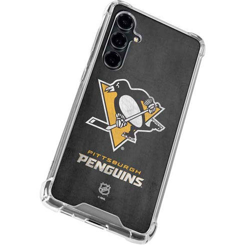NHL Pittsburgh Penguins Distressed Galaxy S23 FE Clear Case