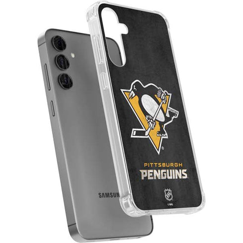 NHL Pittsburgh Penguins Distressed Galaxy S24 Plus Clear Case