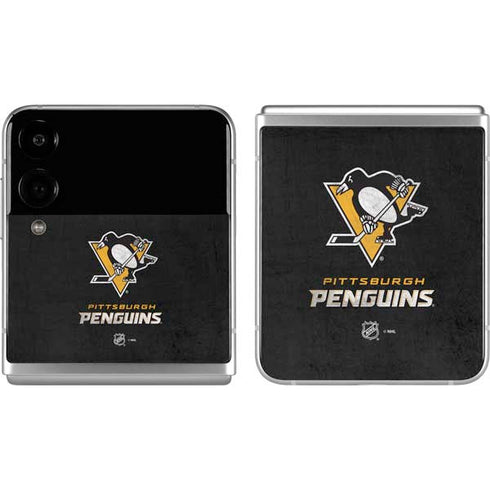 NHL Pittsburgh Penguins Distressed Galaxy Z Flip4 5G Skin