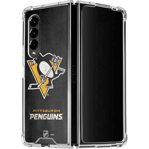 NHL Pittsburgh Penguins Distressed Galaxy Z Fold4 5G Clear Case