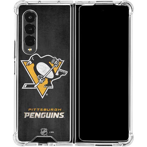NHL Pittsburgh Penguins Distressed Galaxy Z Fold4 5G Clear Case