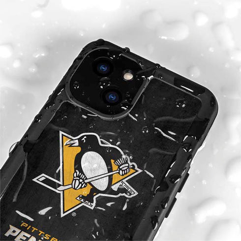 NHL Pittsburgh Penguins Distressed iPhone 13 Mini Waterproof Case