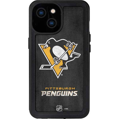 NHL Pittsburgh Penguins Distressed iPhone 13 Mini Waterproof Case