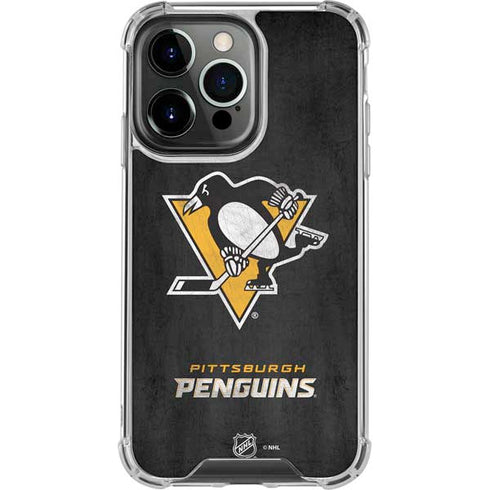 NHL Pittsburgh Penguins Distressed iPhone 13 Pro Clear Case