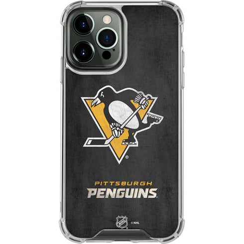 NHL Pittsburgh Penguins Distressed iPhone 13 Pro Max Clear Case