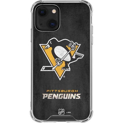 NHL Pittsburgh Penguins Distressed iPhone 14 Plus Clear Case