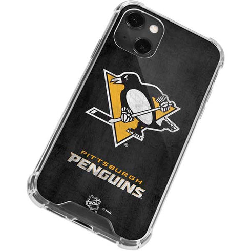 NHL Pittsburgh Penguins Distressed iPhone 14 Plus Clear Case