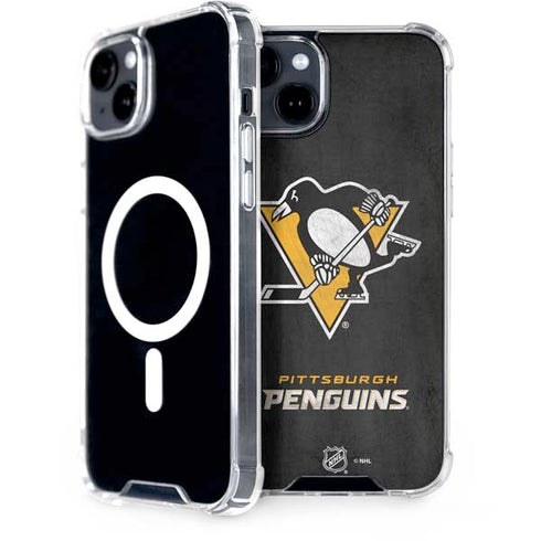 NHL Pittsburgh Penguins Distressed iPhone 15 Plus MagSafe Case
