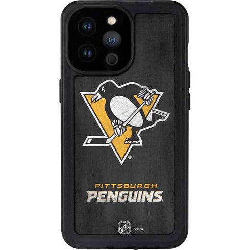 NHL Pittsburgh Penguins Distressed iPhone 14 Pro Max Waterproof Case