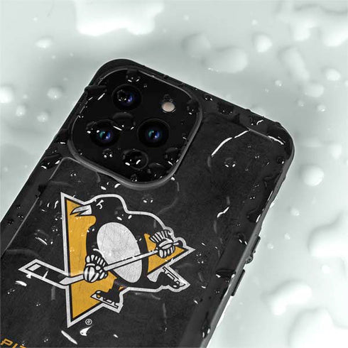 NHL Pittsburgh Penguins Distressed iPhone 14 Pro Max Waterproof Case
