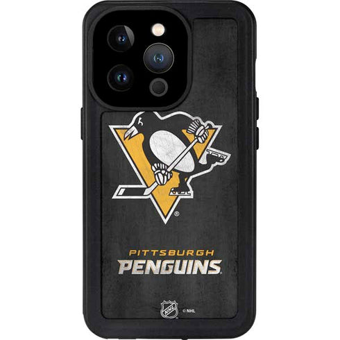 NHL Pittsburgh Penguins Distressed iPhone 14 Pro Waterproof Case