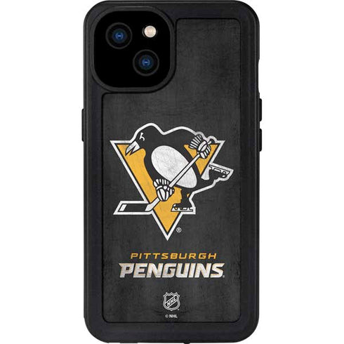 NHL Pittsburgh Penguins Distressed iPhone 15 Plus Waterproof Case