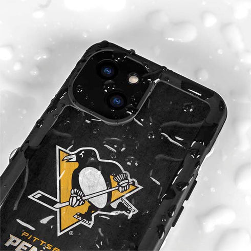 NHL Pittsburgh Penguins Distressed iPhone 15 Plus Waterproof Case