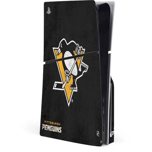 NHL Pittsburgh Penguins Distressed PS5 Slim Disk Console Skin