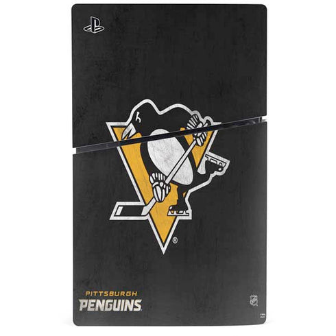 NHL Pittsburgh Penguins Distressed PS5 Slim Disk Console Skin