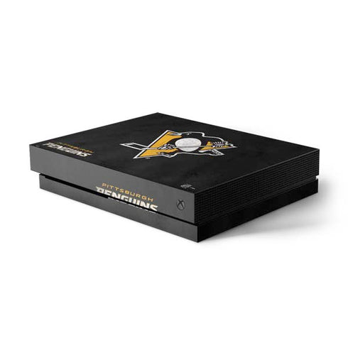 NHL Pittsburgh Penguins Distressed Xbox One X Console Skin
