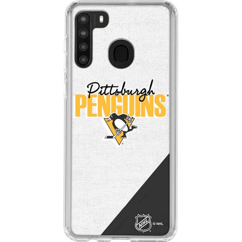 NHL Pittsburgh Penguins Script Galaxy A21 Clear Case