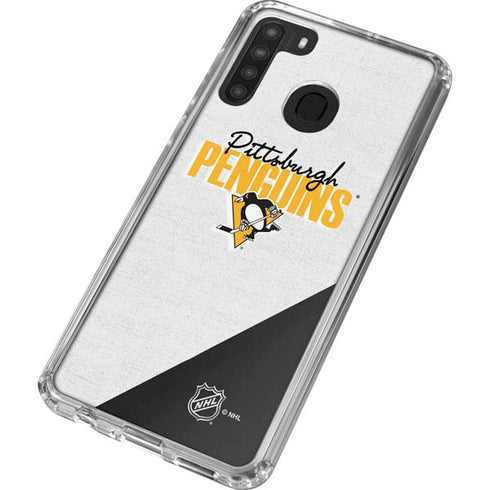 NHL Pittsburgh Penguins Script Galaxy A21 Clear Case