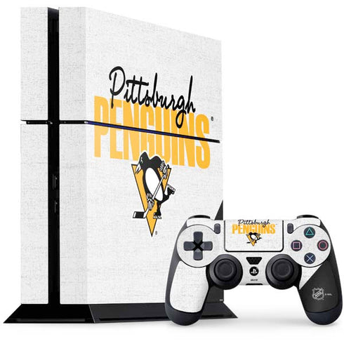 NHL Pittsburgh Penguins Script PS4 Console and Controller Bundle Skin