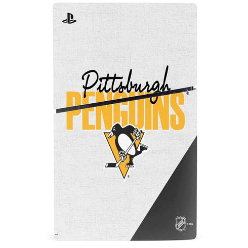 NHL Pittsburgh Penguins Script PS5 Slim Digital Edition Bundle Skin