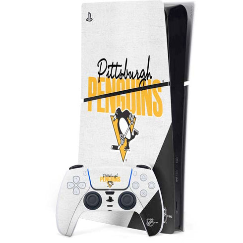 NHL Pittsburgh Penguins Script PS5 Slim Digital Edition Console Skin