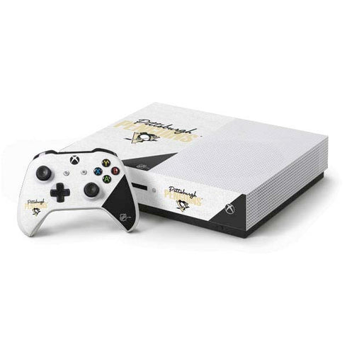 NHL Pittsburgh Penguins Script Xbox One S Console and Controller Bundle Skin