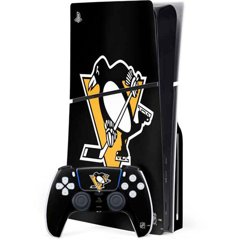 NHL Pittsburgh Penguins Solid Background PS5 Slim Disk Bundle Skin