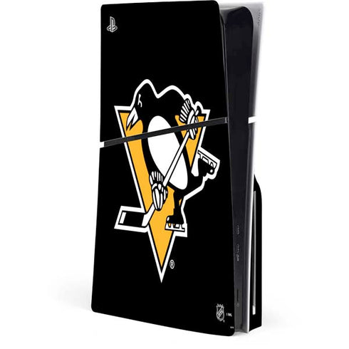 NHL Pittsburgh Penguins Solid Background PS5 Slim Disk Console Skin