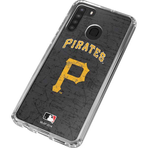 MLB Pittsburgh Pirates - Solid Distressed Galaxy A21 Clear Case