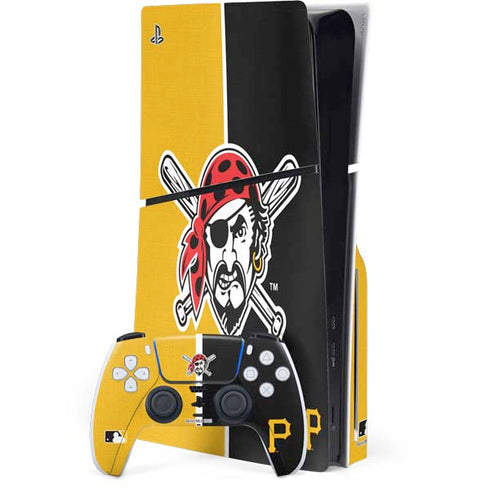 MLB Pittsburgh Pirates Split PS5 Slim Disk Bundle Skin