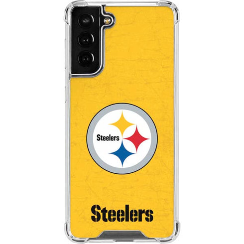 NFL Pittsburgh Steelers - Alternate Distressed Galaxy S21 FE Clear Case