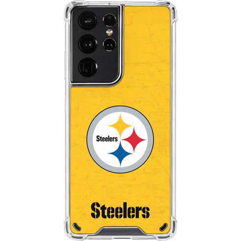 NFL Pittsburgh Steelers - Alternate Distressed Galaxy S21 Ultra 5G Clear Case